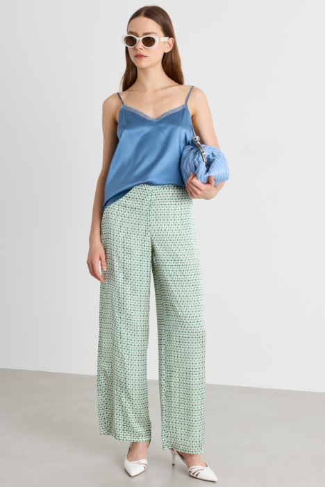 Patterned satin trousers - Intrend