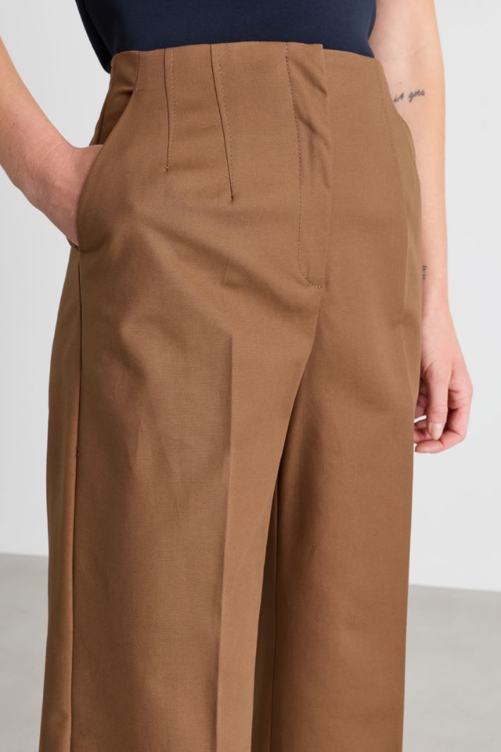 Wide-leg double-cloth trousers - CAMEL - Intrend - 3