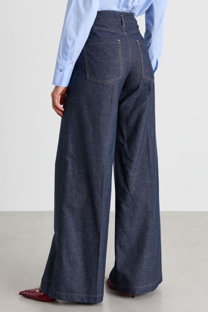 Pantalone palazzo con passanti doppi - BLU - Intrend - 4