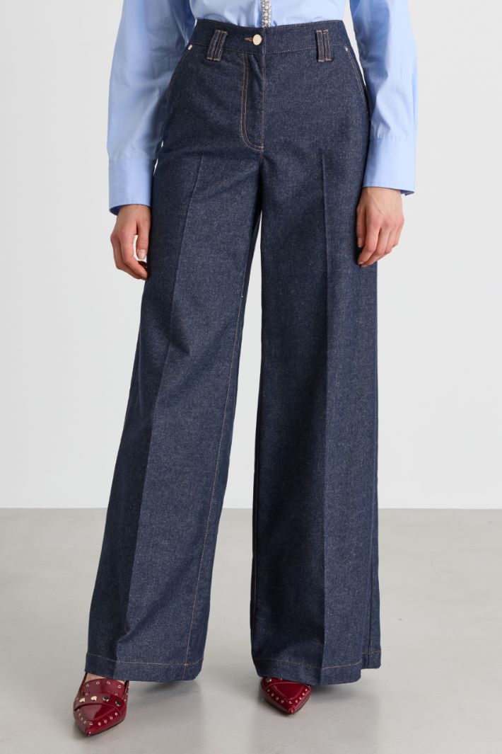 Pantalone palazzo con passanti doppi - BLU - Intrend - 2
