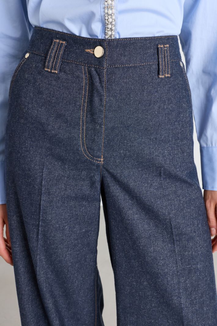Pantalone palazzo con passanti doppi - BLU - Intrend - 3