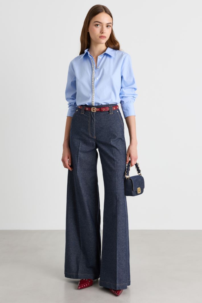 Pantalone palazzo con passanti doppi - BLU - Intrend