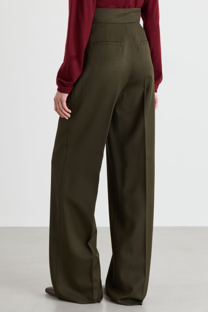 High-waisted trousers - GREEN - Intrend - 4