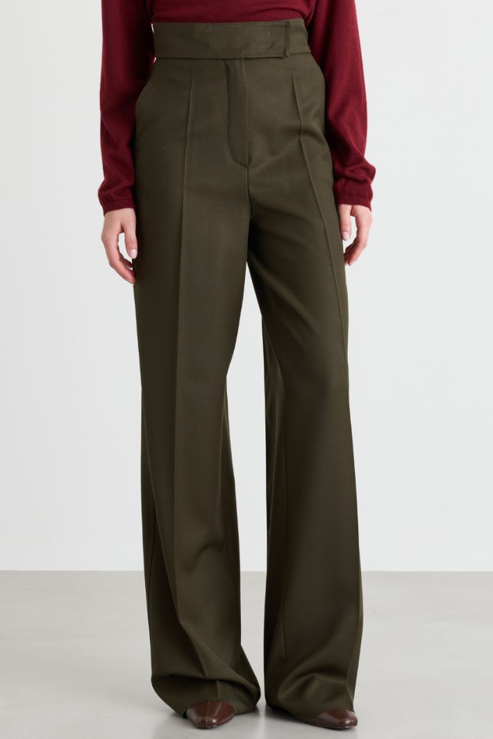 High-waisted trousers - GREEN - Intrend - 2