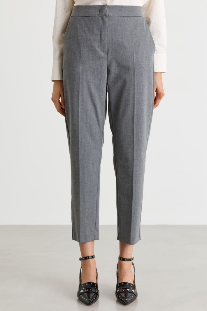Pantalone a sigaretta in twill - GRIGIO - Intrend - 2