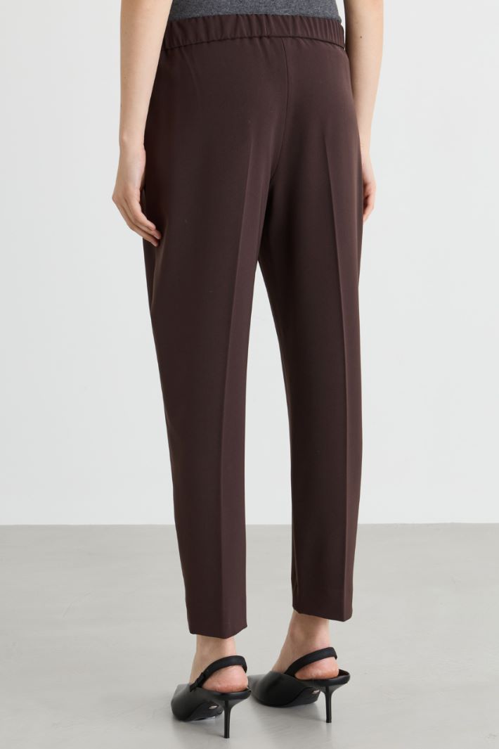 Twill cigarette trousers - BROWN - Intrend - 4