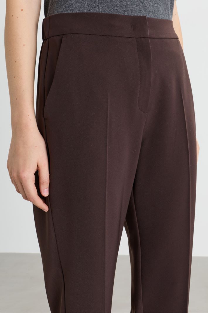 Twill cigarette trousers - BROWN - Intrend - 3