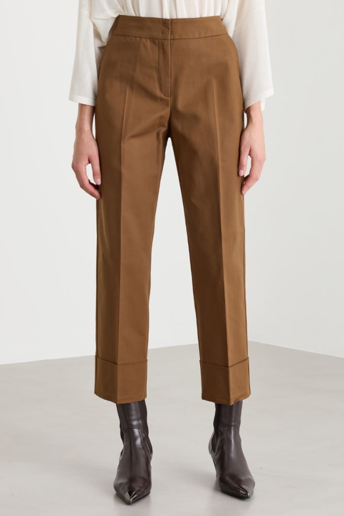 Double-faced Trousers with Deep Turn-ups - BROWN - Intrend - 2