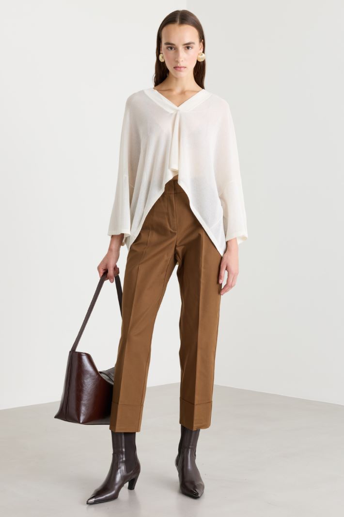Double-faced Trousers with Deep Turn-ups - BROWN - Intrend