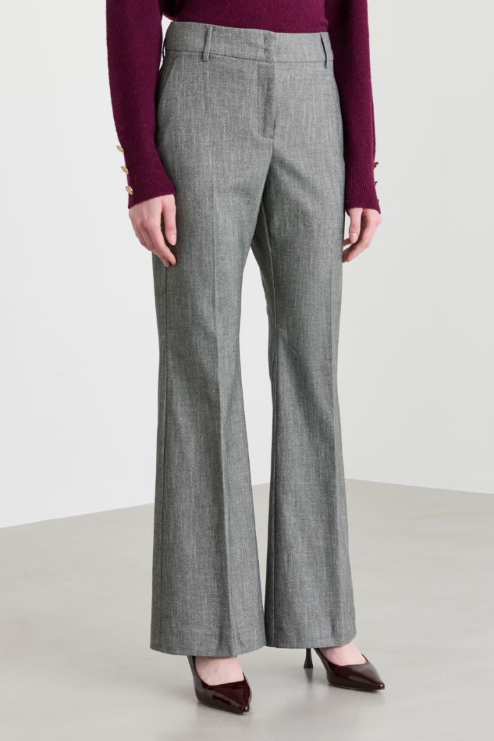 Pantalon flare en twill - GRIS - Intrend - 2