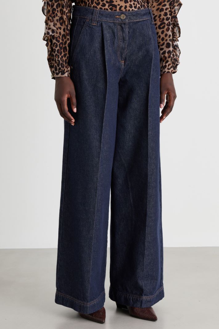 Pantalone ampio con pinces - BLU - Intrend - 2