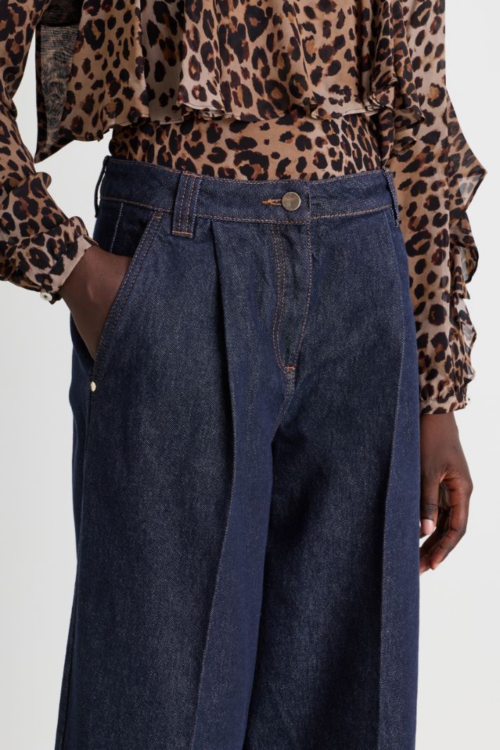Pantalone ampio con pinces - BLU - Intrend - 3