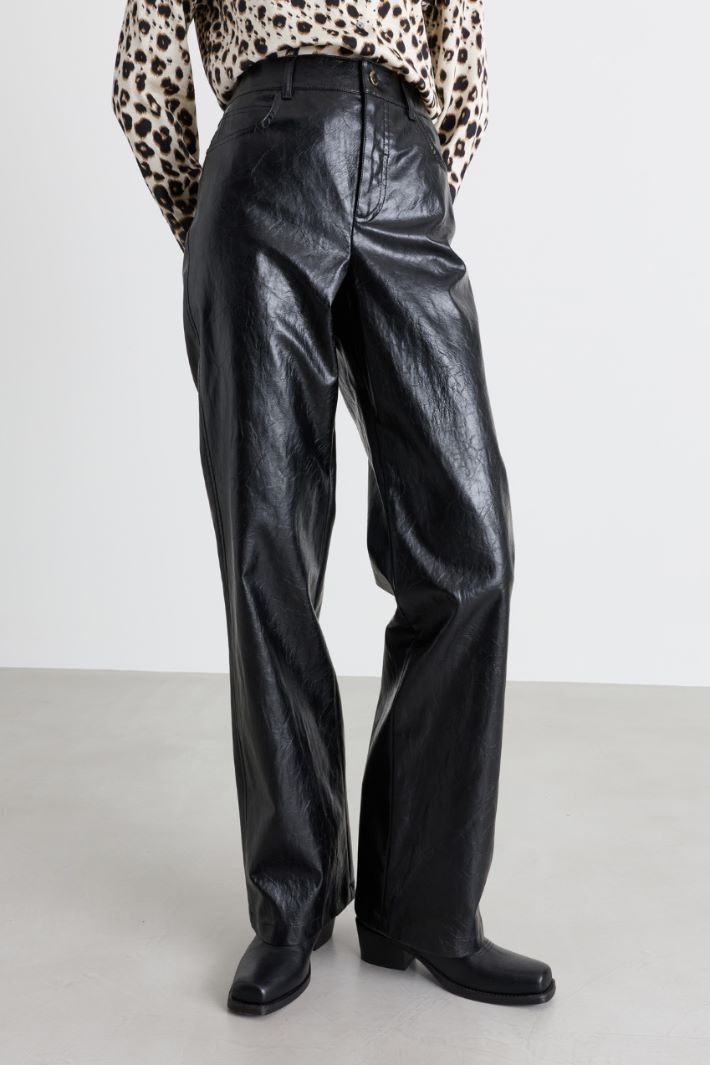 Coated Trousers - BLACK - Intrend - 2