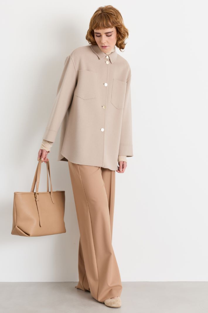 Pantalone ampio in twill stretch - CAMMELLO - Intrend
