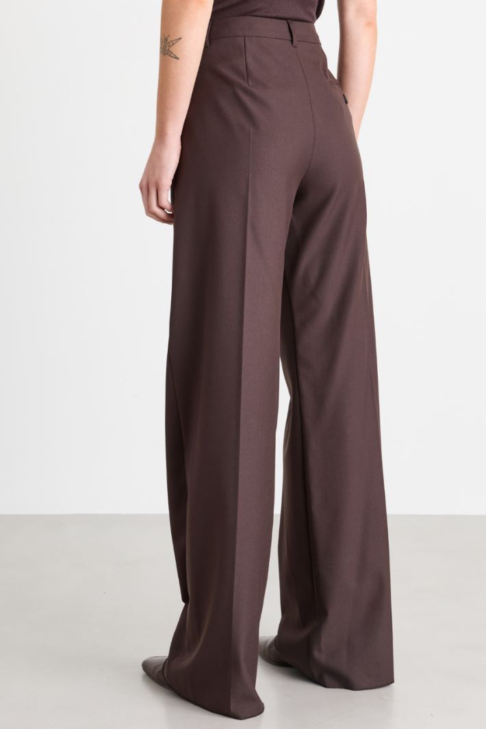 Pantalone ampio in twill stretch - MARRONE - Intrend - 4