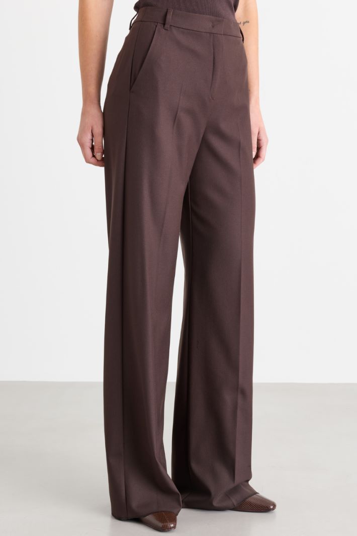 Pantalone ampio in twill stretch - MARRONE - Intrend - 2