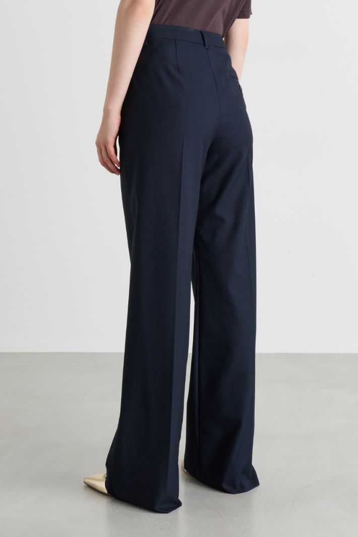 Pantalone ampio in twill stretch - BLU - Intrend - 4