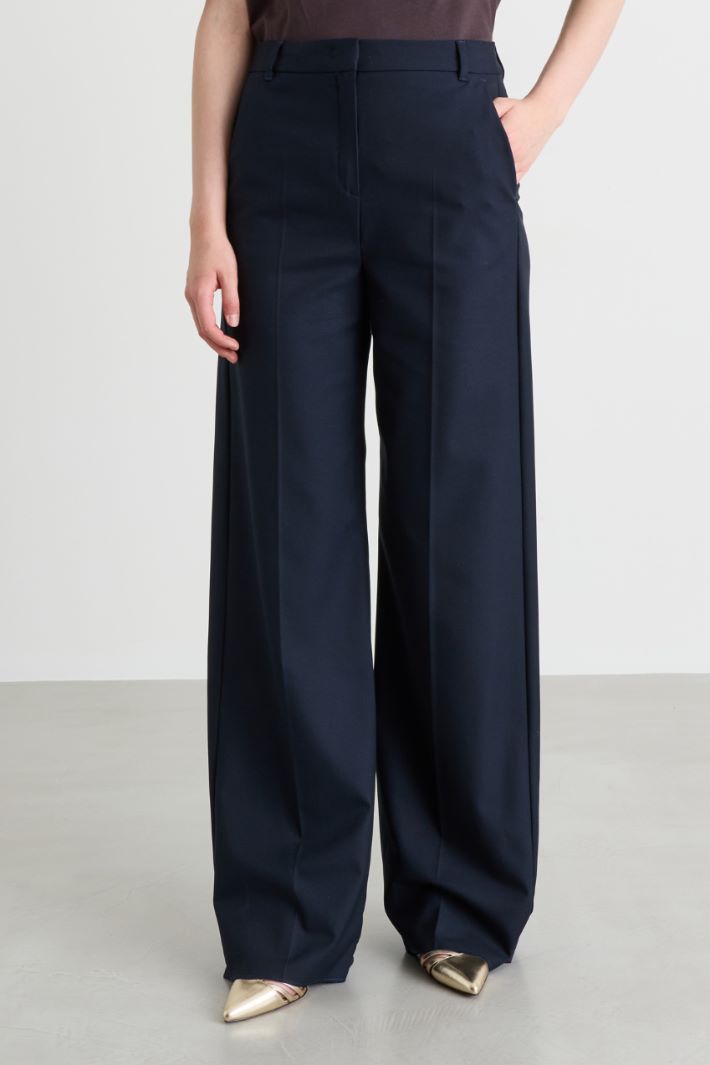 Pantalone ampio in twill stretch - BLU - Intrend - 2