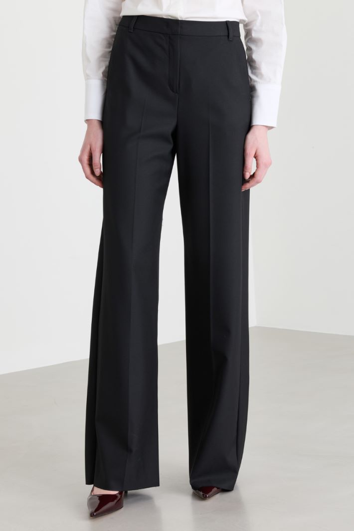 Pantalone ampio in twill stretch - NERO - Intrend - 2