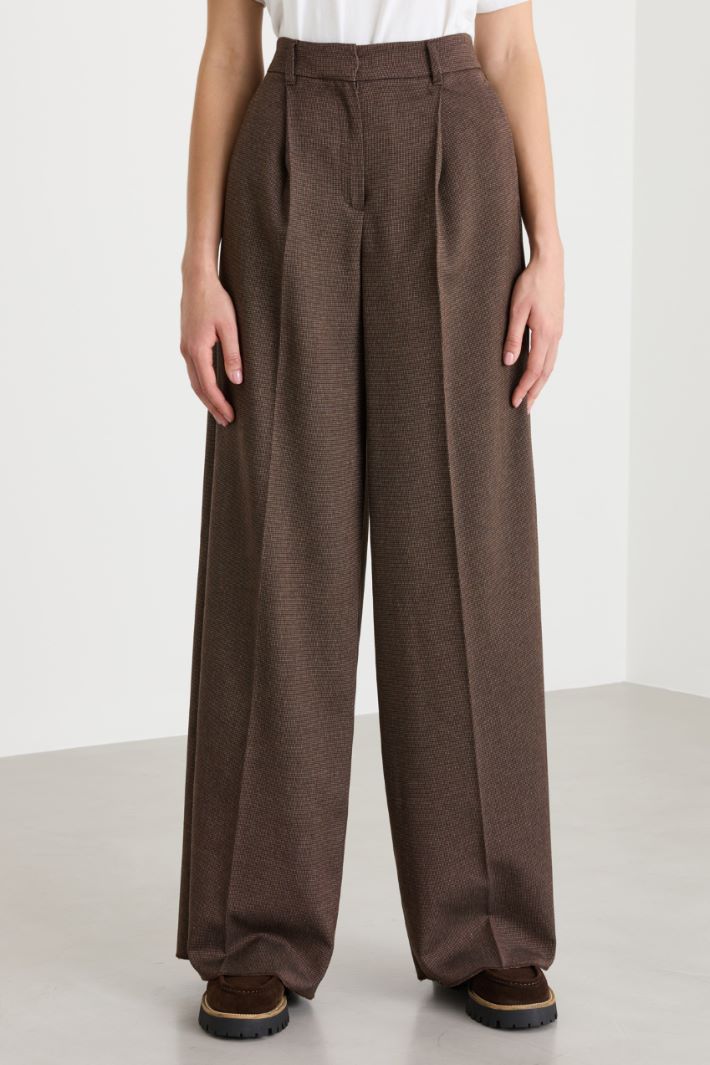 Pleated wide-leg trousers - BROWN - Intrend - 2