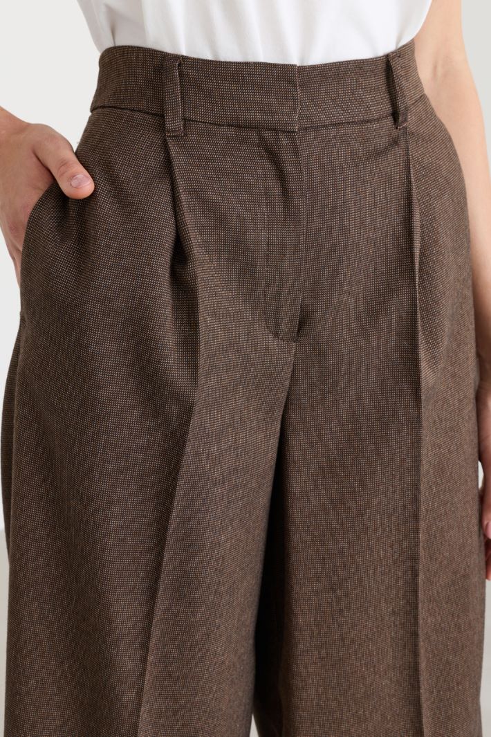 Pleated wide-leg trousers - BROWN - Intrend - 3