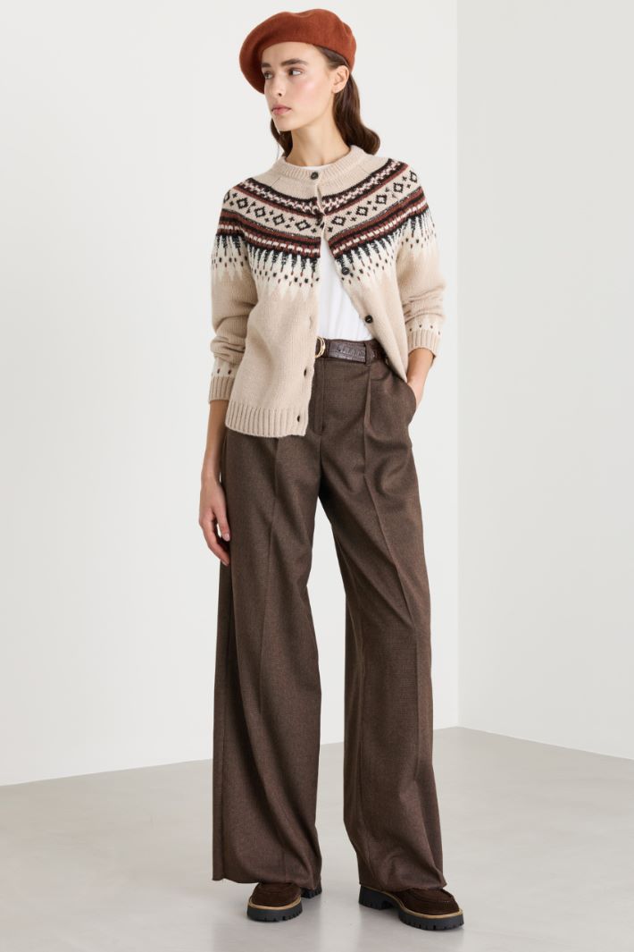 Pleated wide-leg trousers - BROWN - Intrend