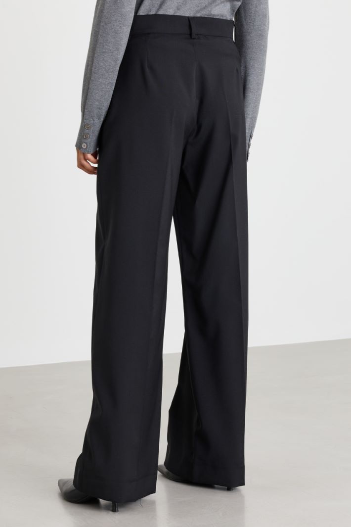 Straight-fit wool canvas trousers - BLACK - Intrend - 4
