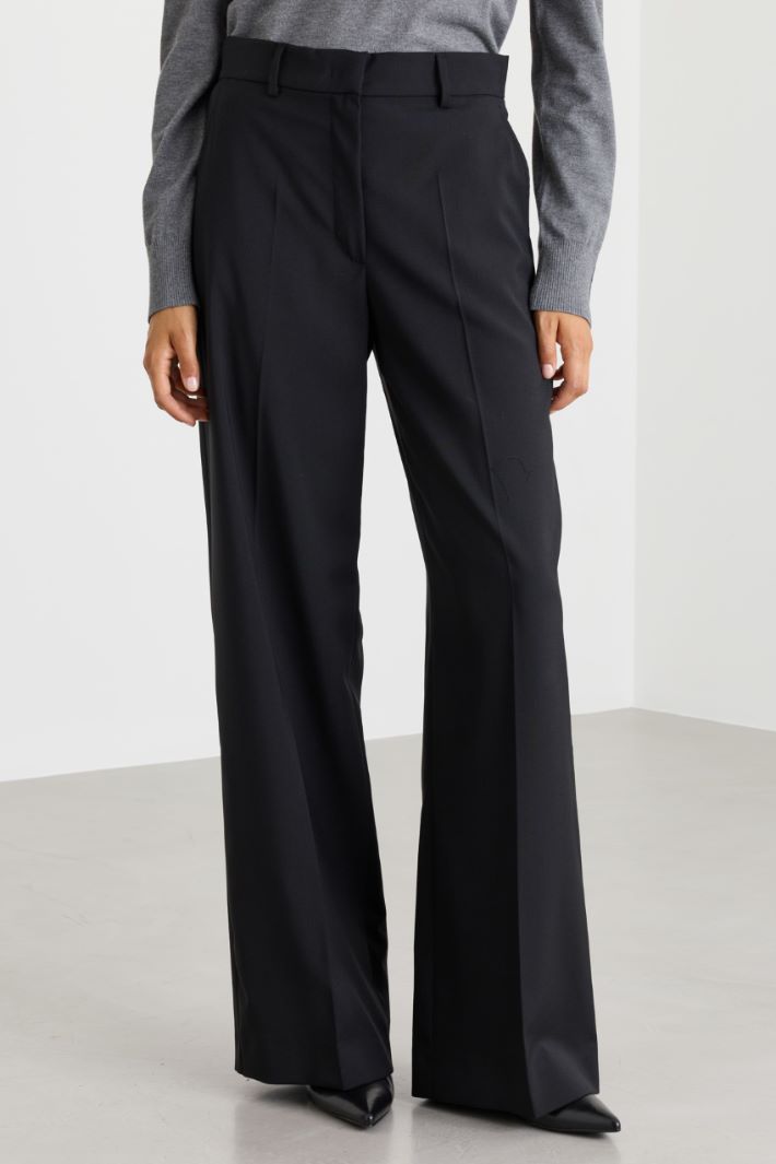 Straight-fit wool canvas trousers - BLACK - Intrend - 2