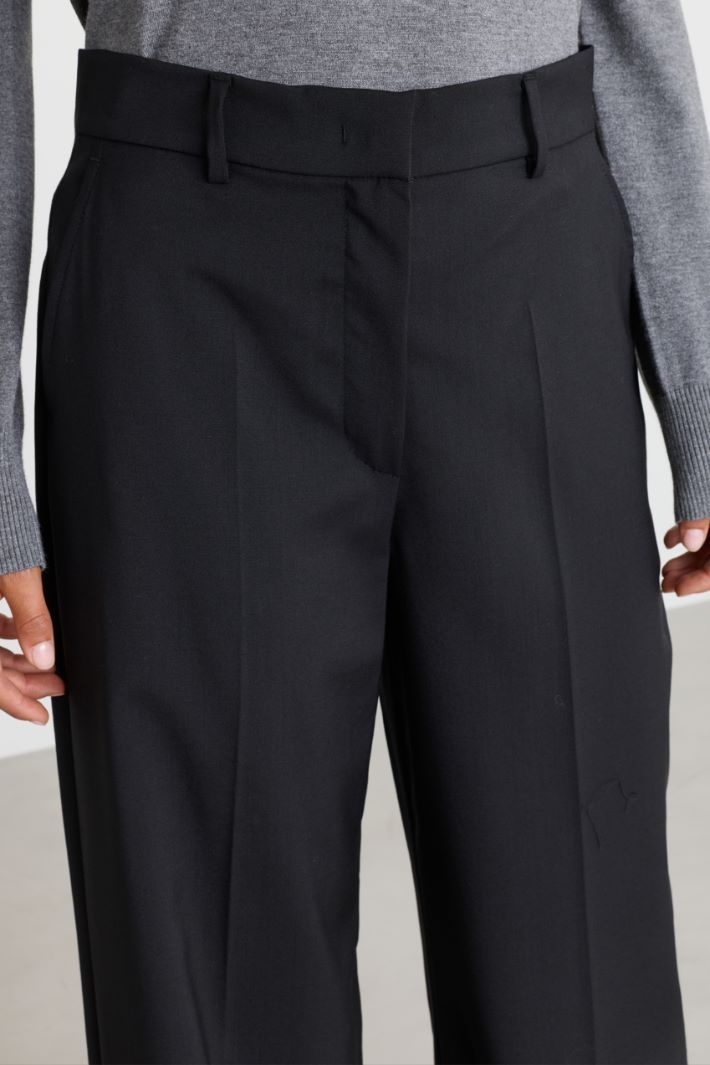 Straight-fit wool canvas trousers - BLACK - Intrend - 3