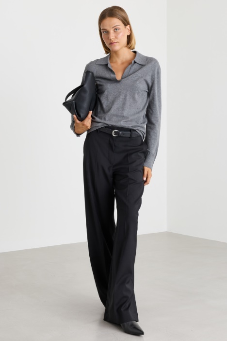 Straight-fit wool canvas trousers - Intrend