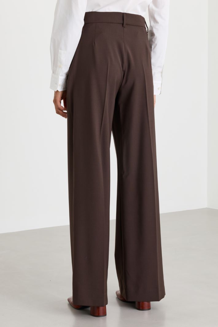 Straight-fit wool canvas trousers - BROWN - Intrend - 4
