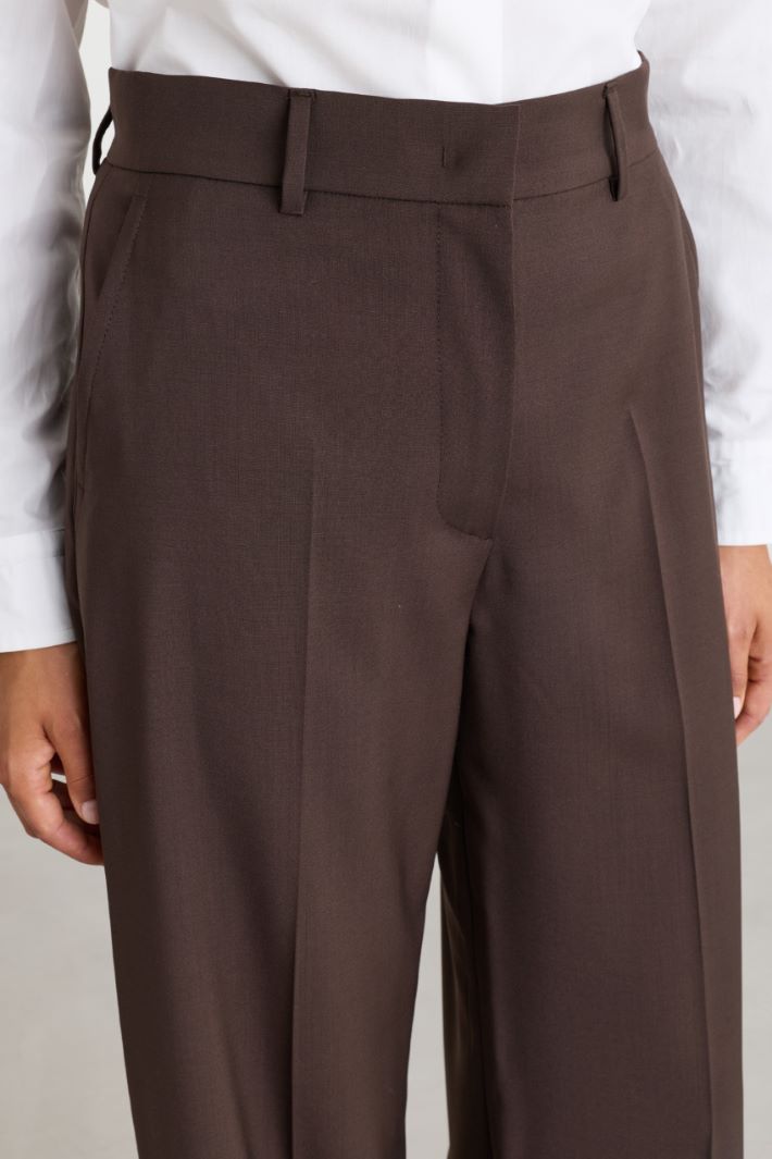 Straight-fit wool canvas trousers - BROWN - Intrend - 3