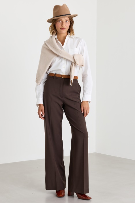 Straight-fit wool canvas trousers - Intrend