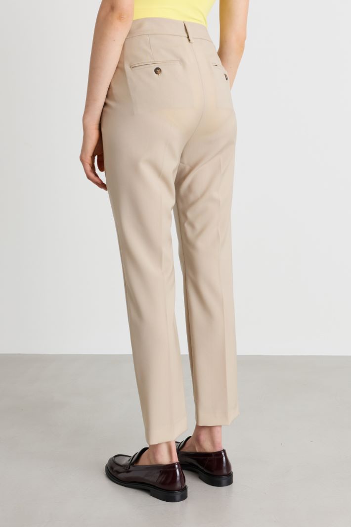 Wool canvas cigarette trousers - BEIGE - Intrend - 4