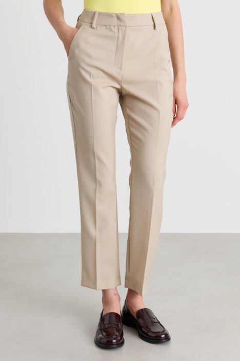 Pantalone a sigaretta in tela di pura lana