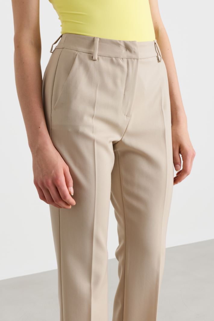 Wool canvas cigarette trousers - BEIGE - Intrend - 3