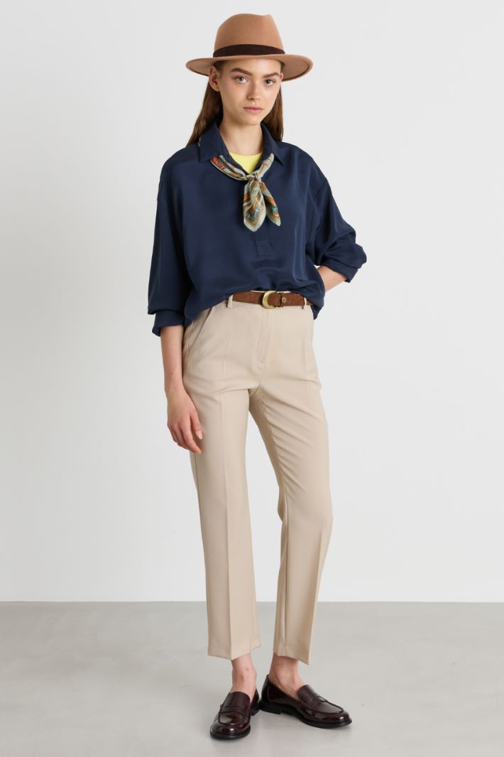 Wool canvas cigarette trousers - BEIGE - Intrend