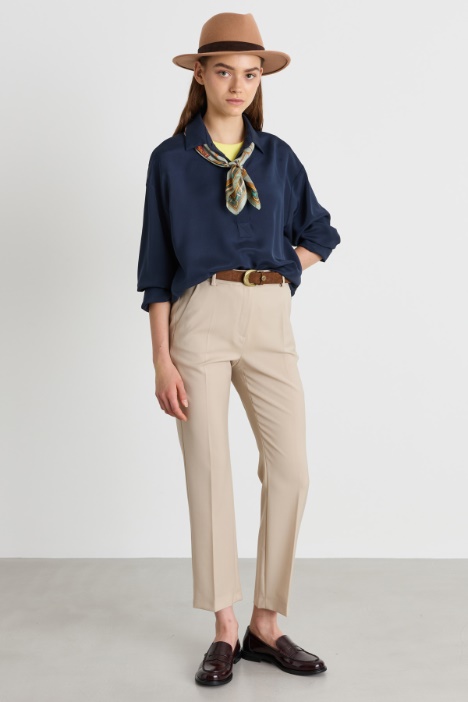 Wool canvas cigarette trousers - Intrend