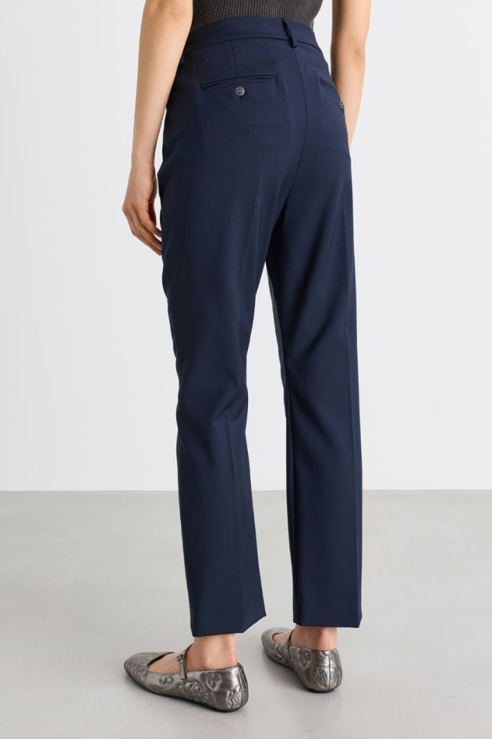 Pantaloni a sigaretta in tela - BLU - Intrend - 4