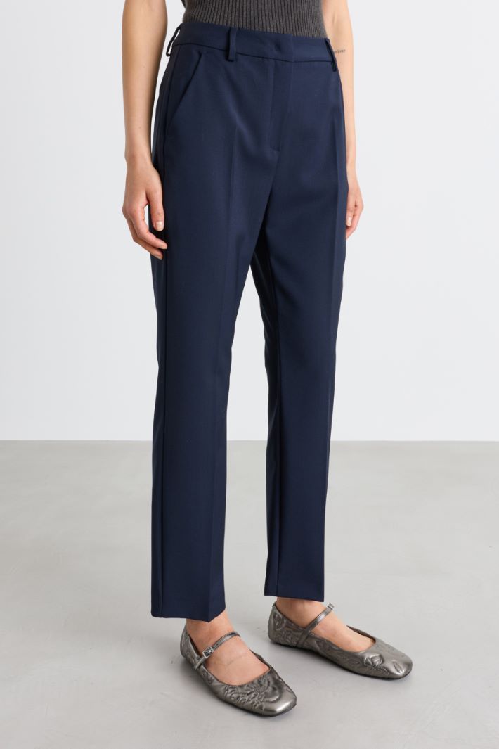 Pantaloni a sigaretta in tela - BLU - Intrend - 2