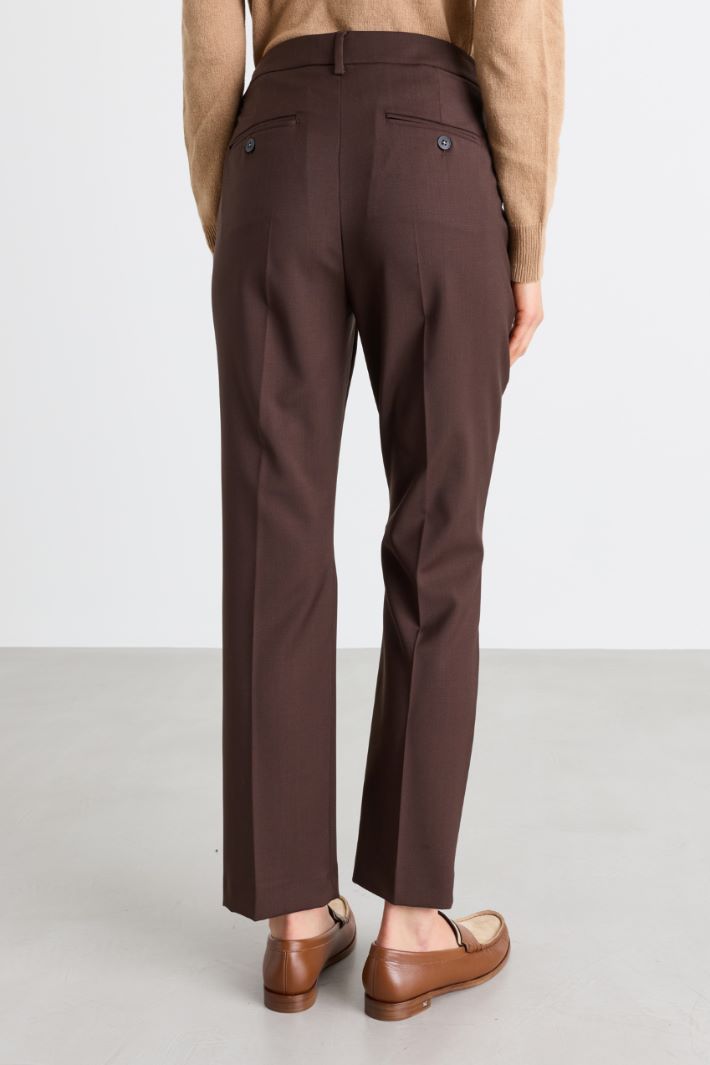 Pantaloni a sigaretta in tela - MARRONE - Intrend - 4