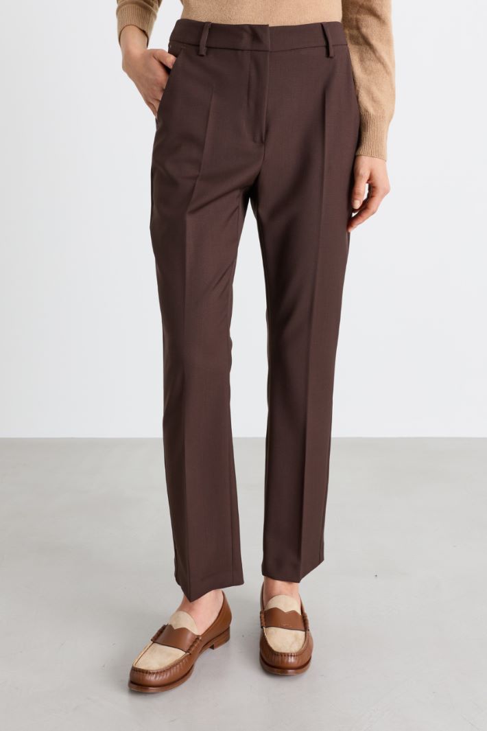 Pantaloni a sigaretta in tela - MARRONE - Intrend - 2