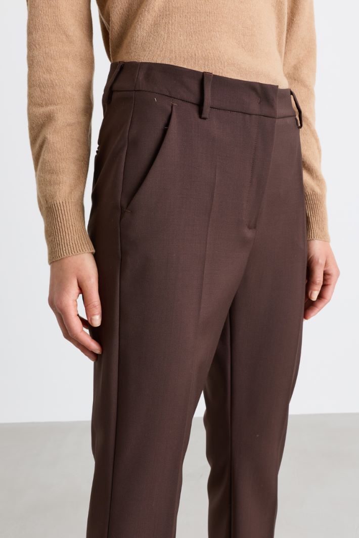 Pantaloni a sigaretta in tela - MARRONE - Intrend - 3