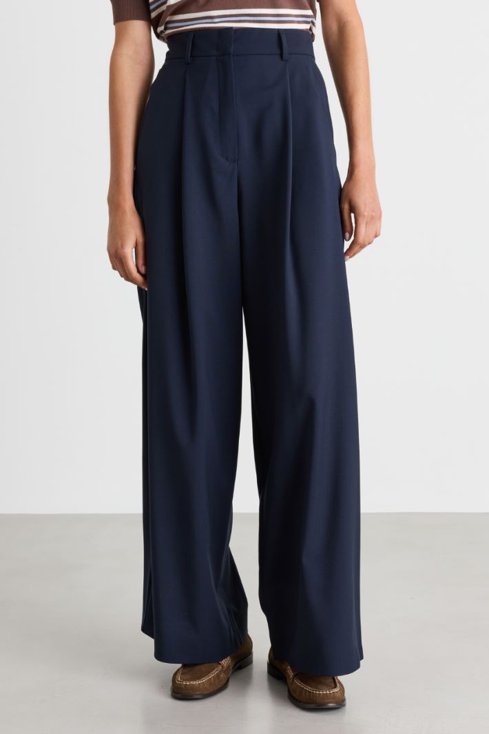 Pantalone ampio in tela - BLU - Intrend - 2