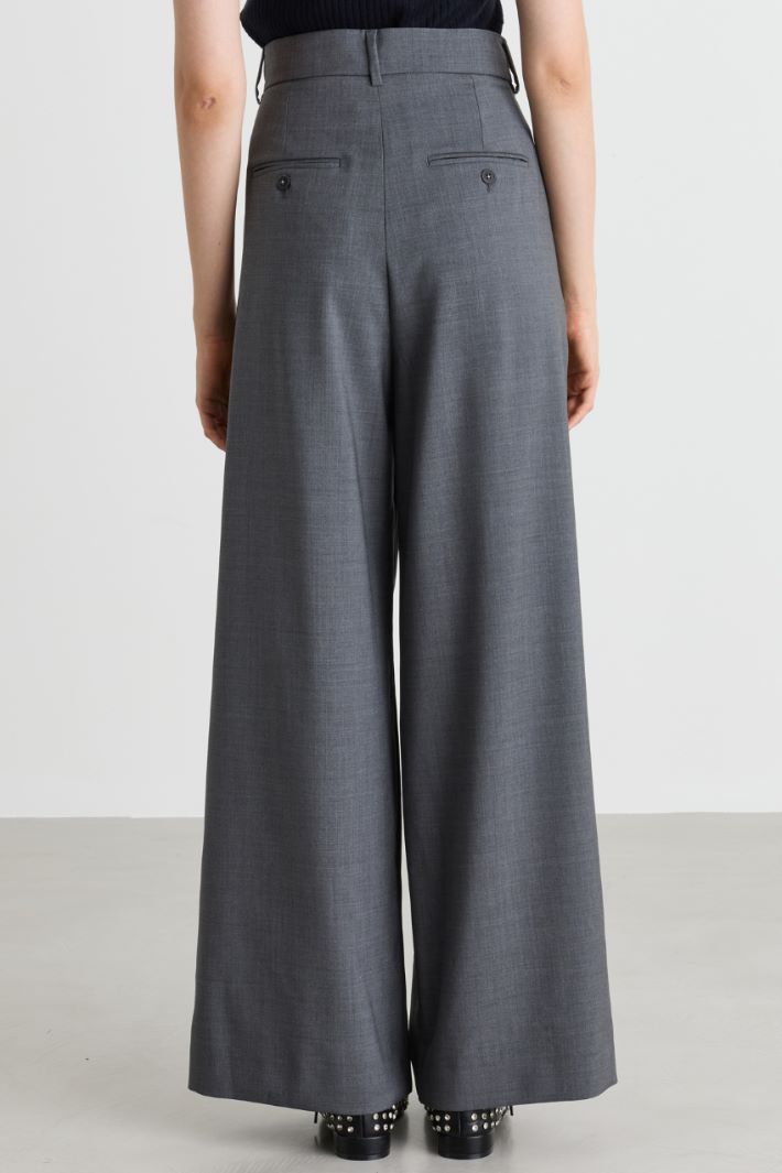 Pantalone ampio in tela - GRIGIO - Intrend - 4