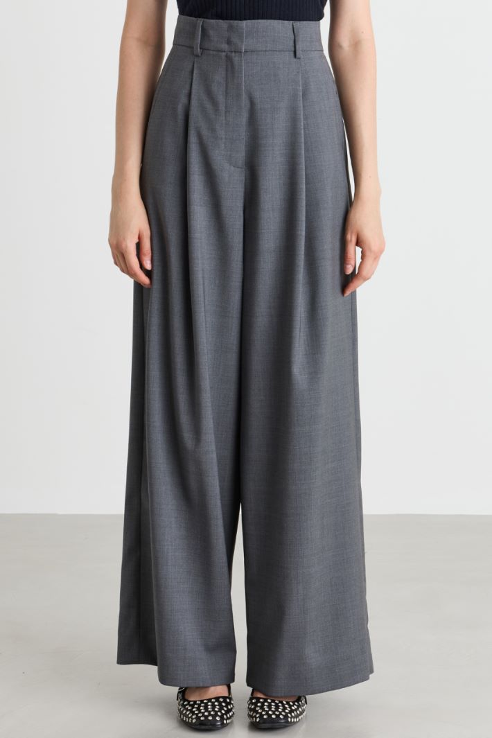 Pantalone ampio in tela - GRIGIO - Intrend - 2