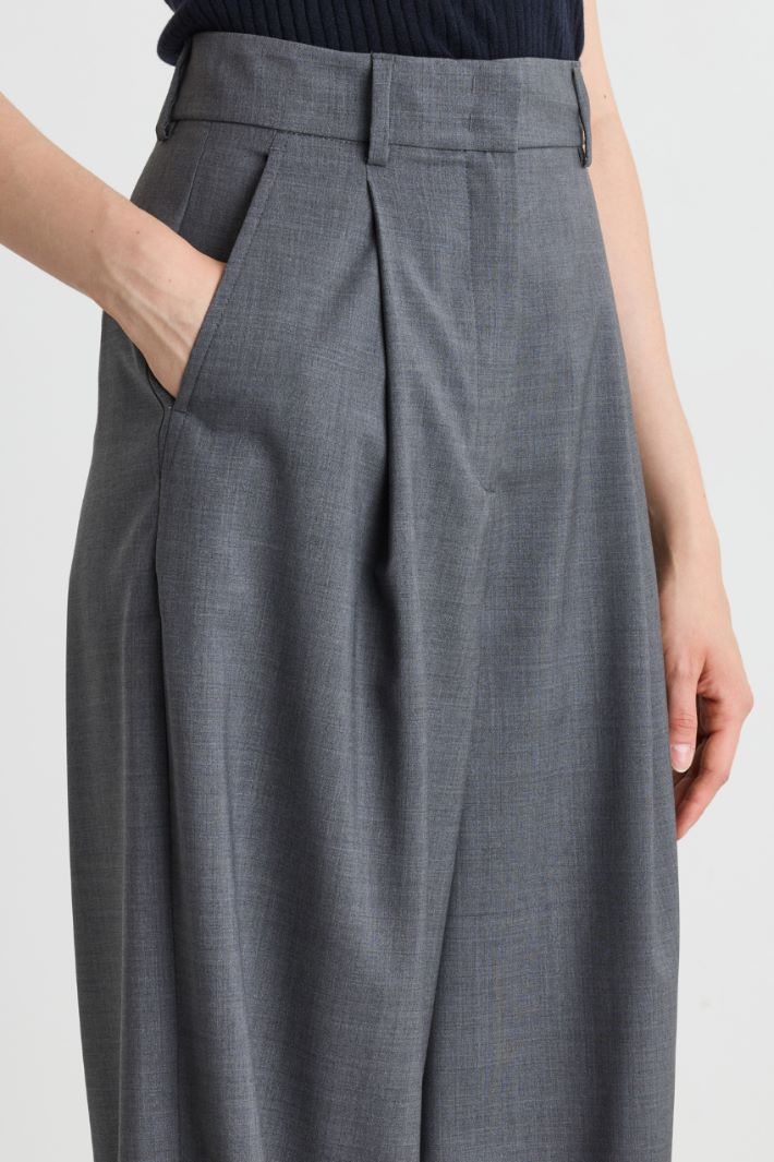 Pantalone ampio in tela - GRIGIO - Intrend - 3