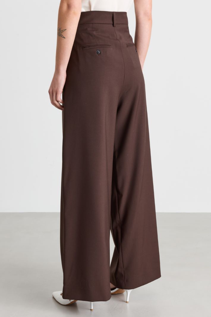 Pantalone ampio in tela - MARRONE - Intrend - 4