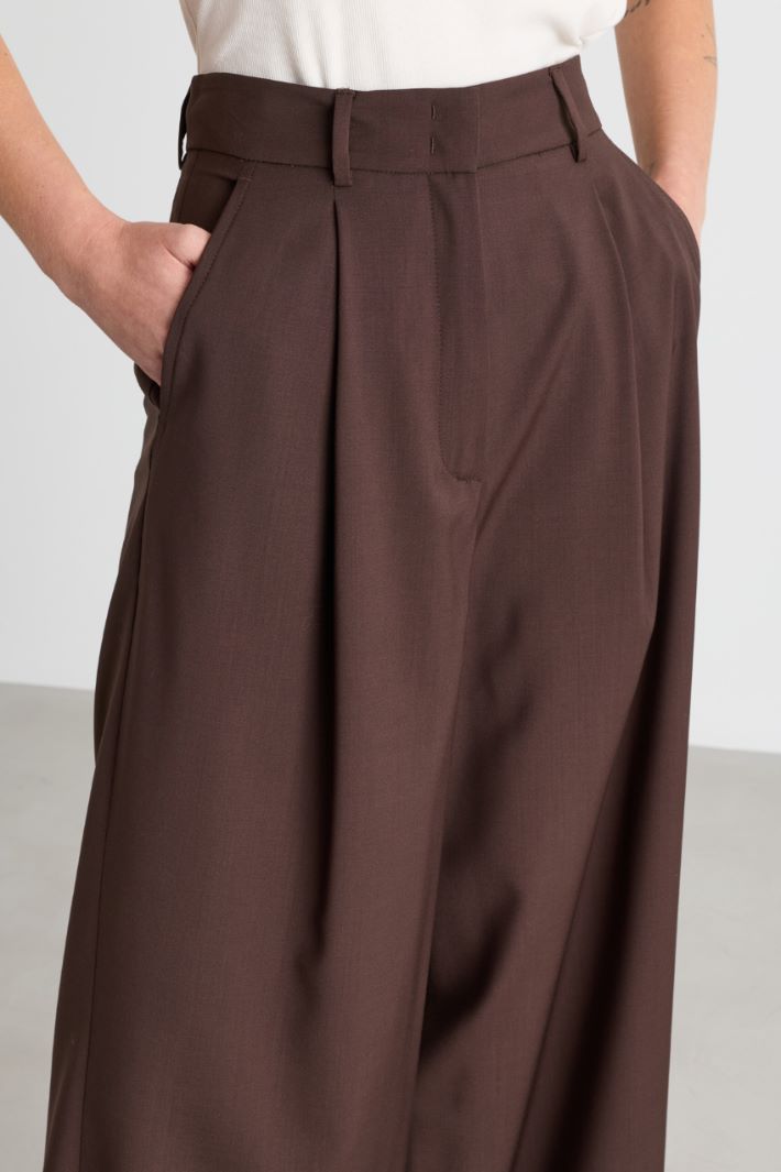 Pantalone ampio in tela - MARRONE - Intrend - 3
