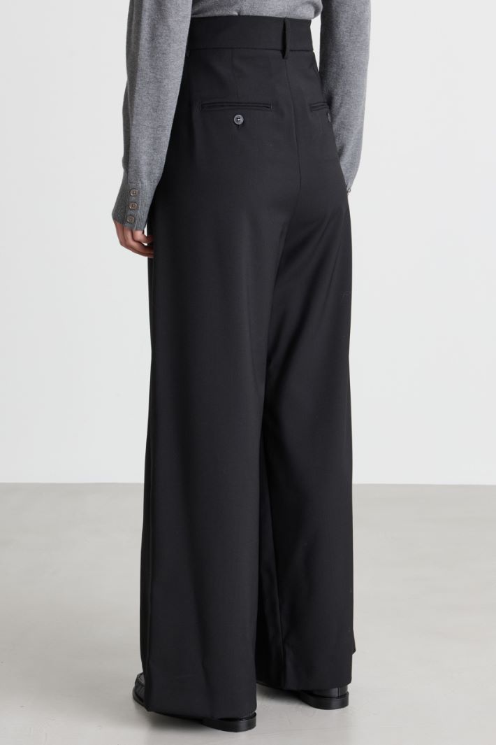 Pantalone ampio in tela - NERO - Intrend - 4